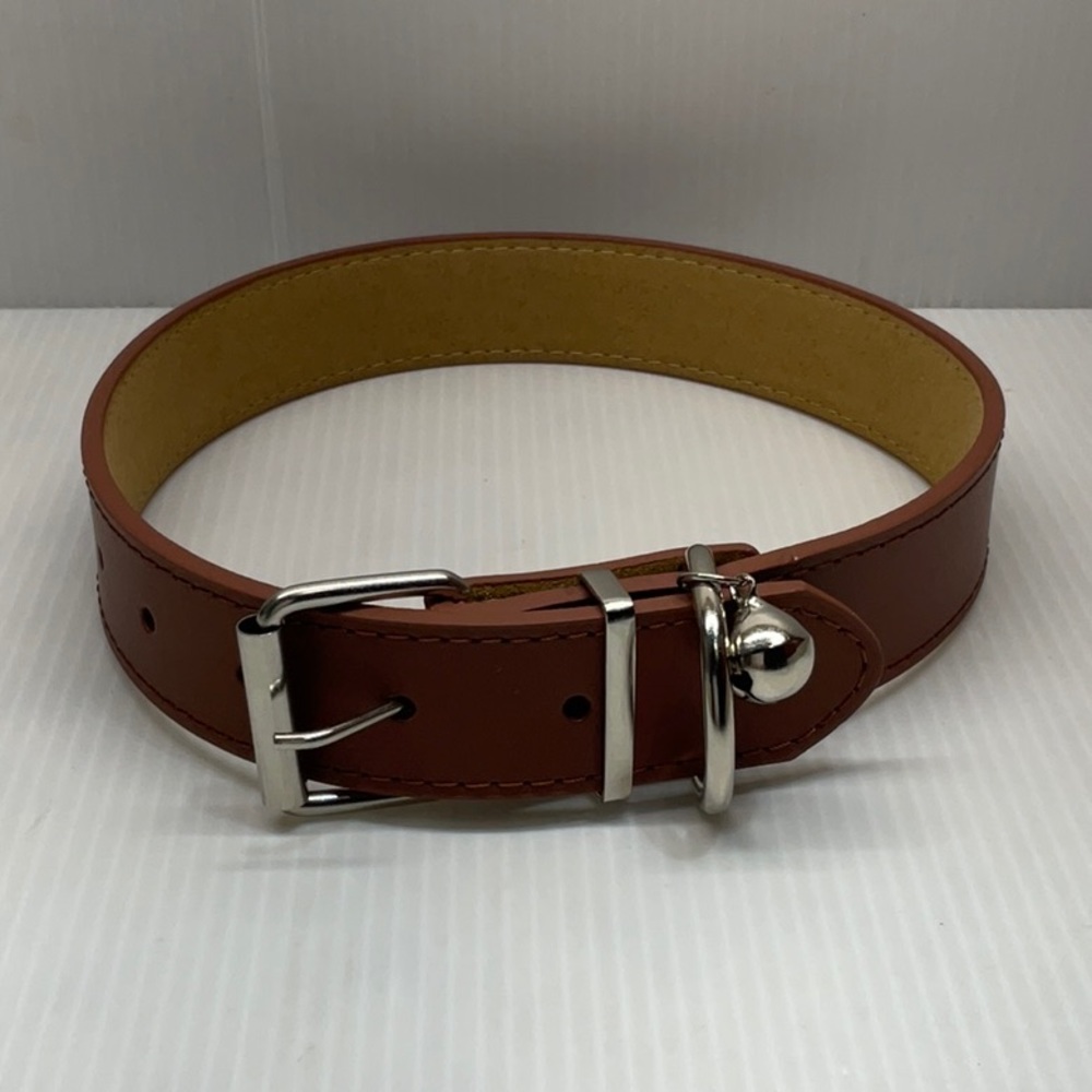 Genuine leather brown color dog collar belt extra large